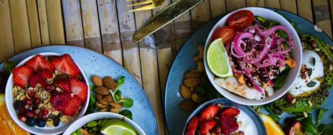 Fresh fruits served on a table for healthy nutrition