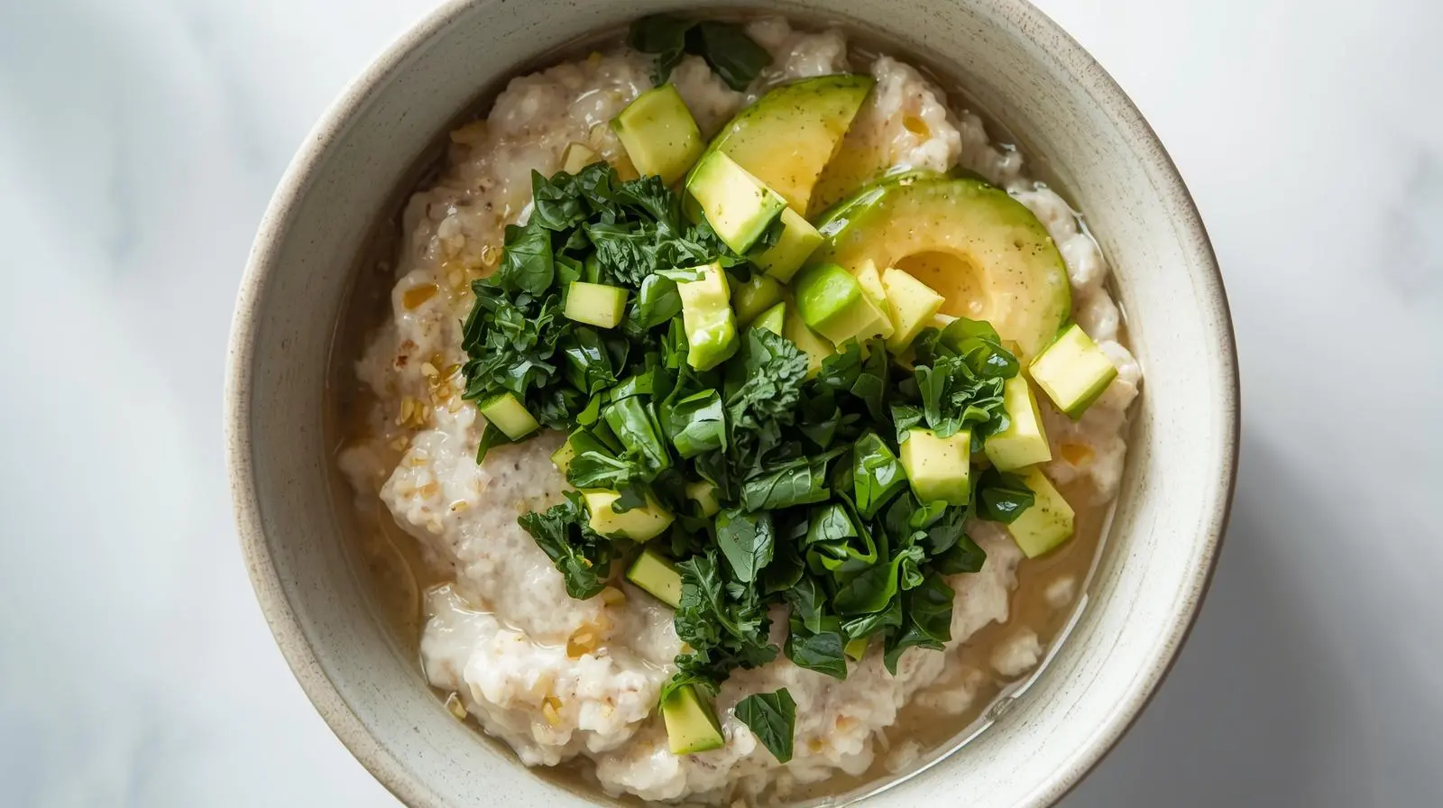 Miso Oatmeal with Kale and Avocado healthy recipe shared by 5th Element Wellness in Fitzroy North supporting healthy eating and lifestyle habits