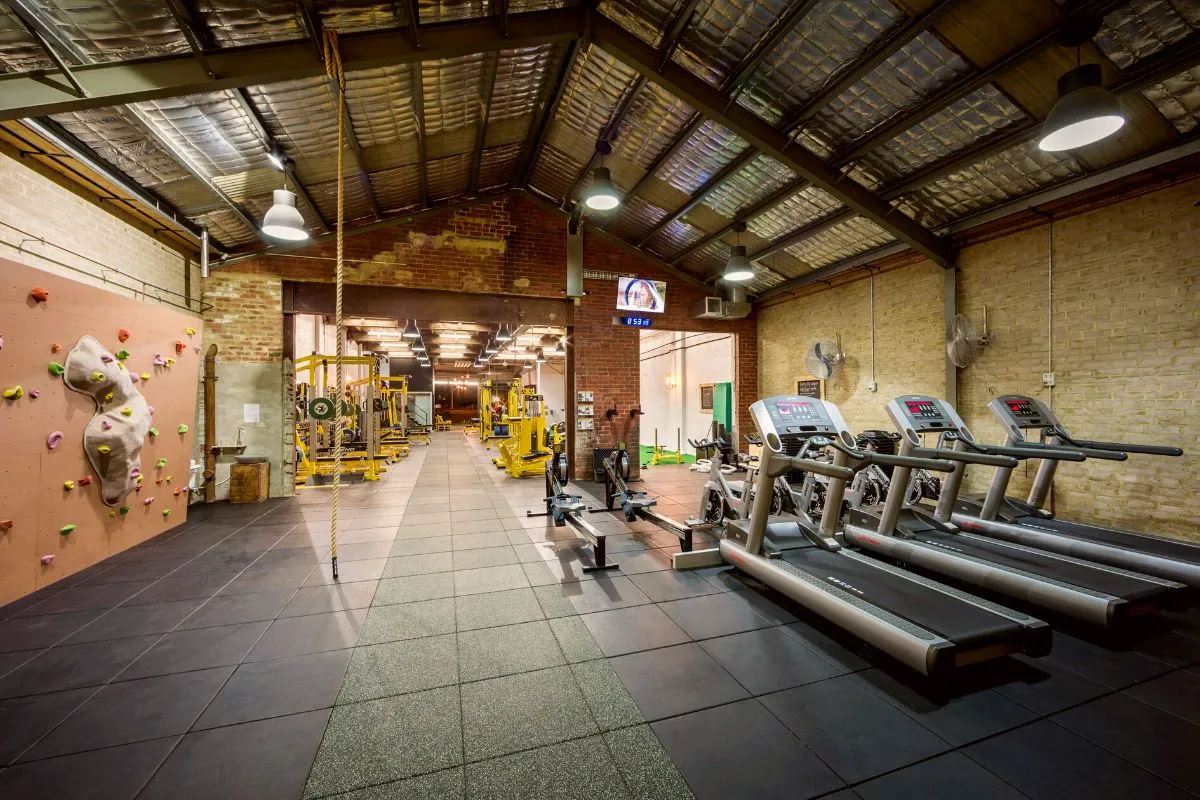 Cardio area with treadmill and rower